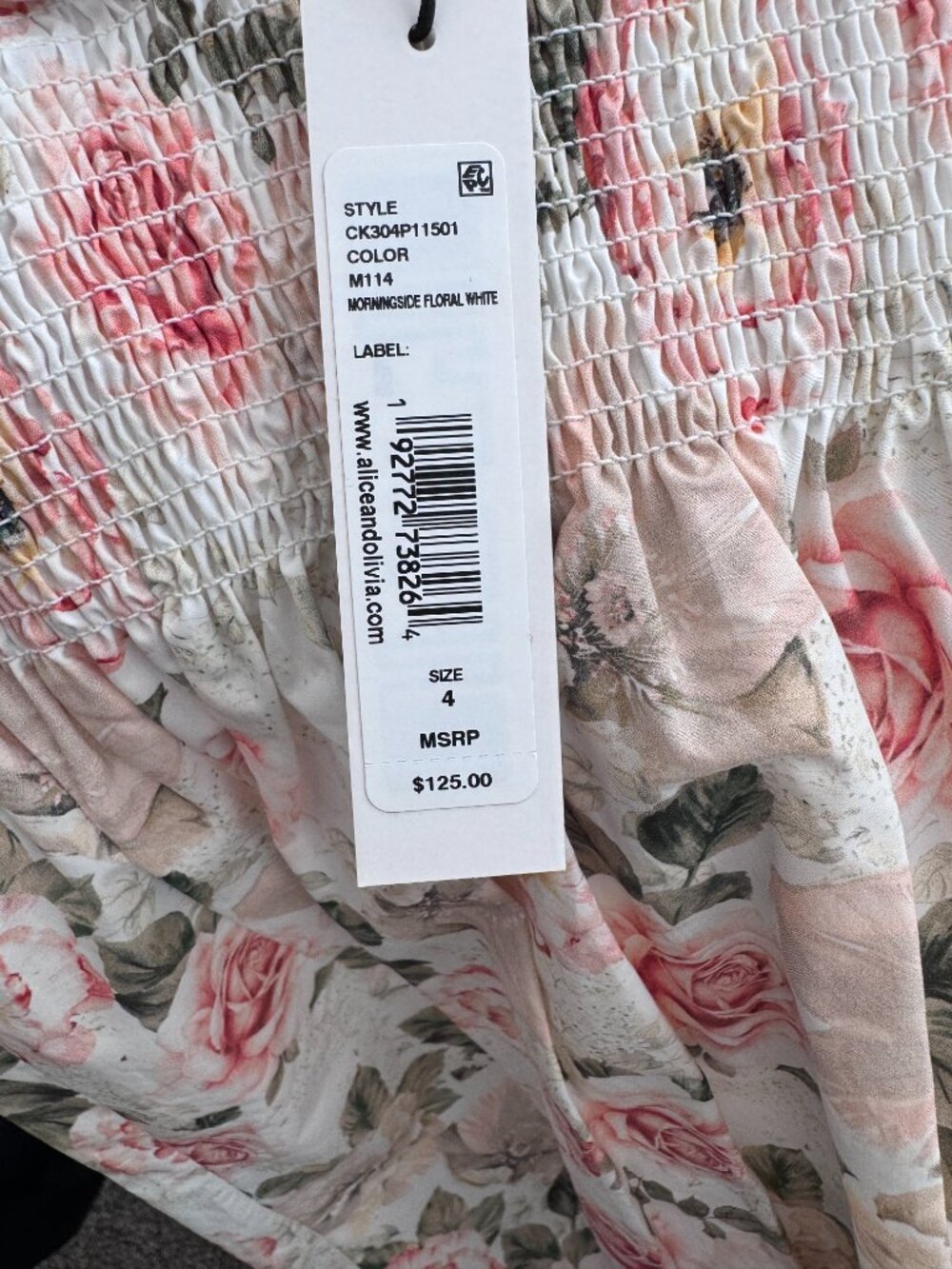 NWT Alice + Olivia Girls Floral Smocked Dress Size 4T - Picture 4 of 8
